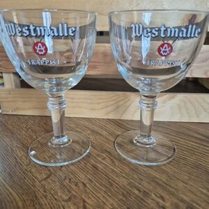Westmalle Trappist Beer Chalice Glass Vintage Excellent Condition Set Of 2, 17cl